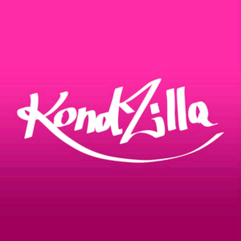 白色草書KondZilla標誌，背景為粉紅到洋紅色漸變