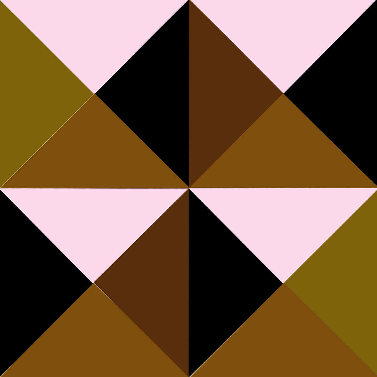 Brown Geometric 桌布 壁紙 — 粉紅色、棕色和黑色相交三角形的幾何圖案，營造出大膽的對稱設計。