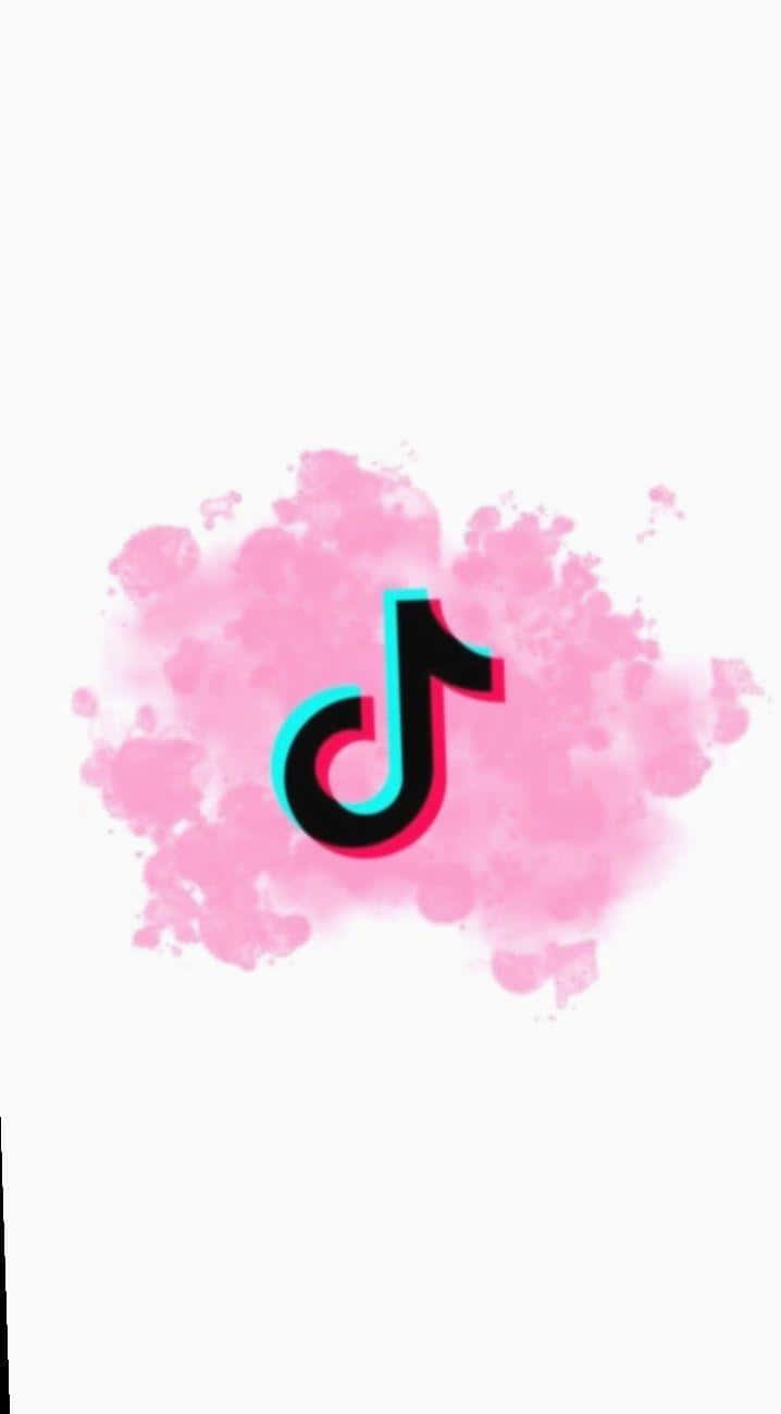 TikTok 應用程式標誌，帶有粉紅色水彩背景。