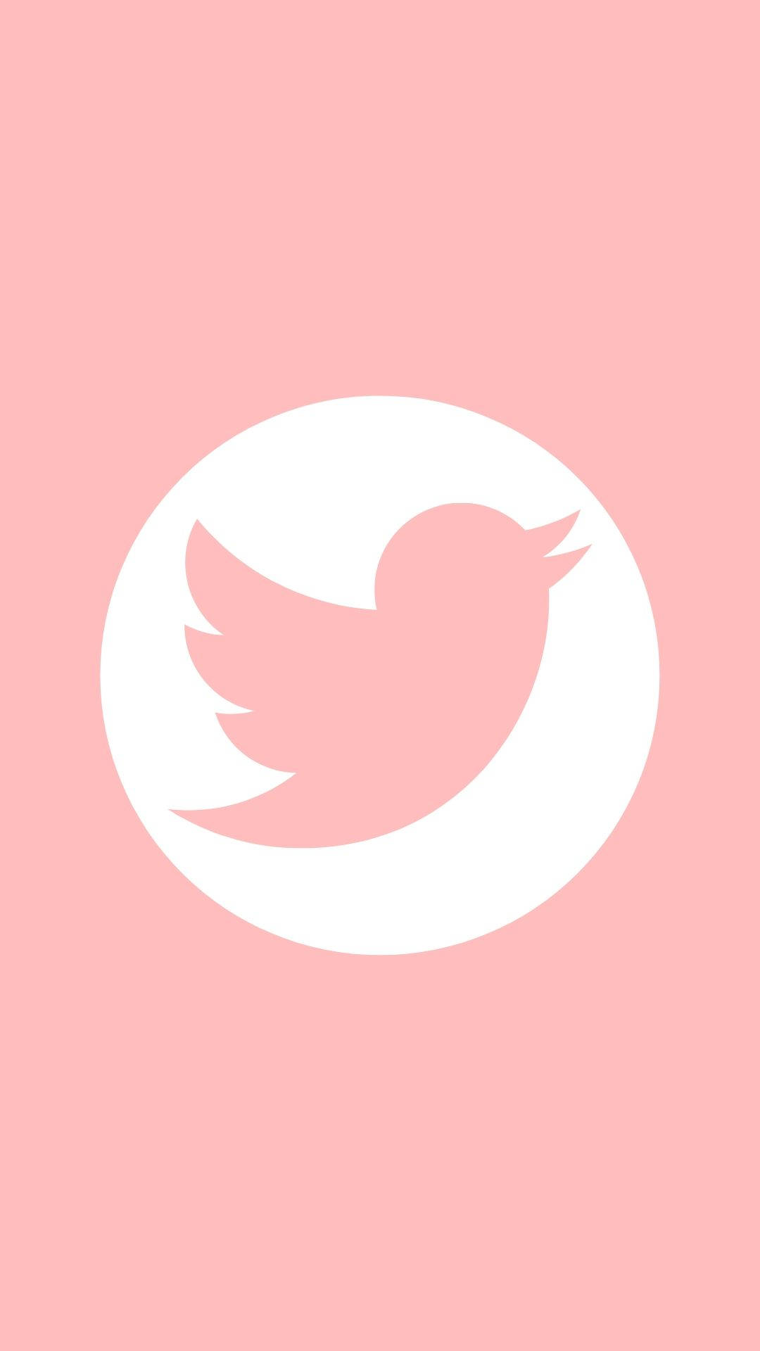 粉紅色審美Twitter標誌 壁紙 — 一個極簡風格的粉紅色Twitter鳥標誌，位於白色圓圈中央，背景為柔和粉紅色。