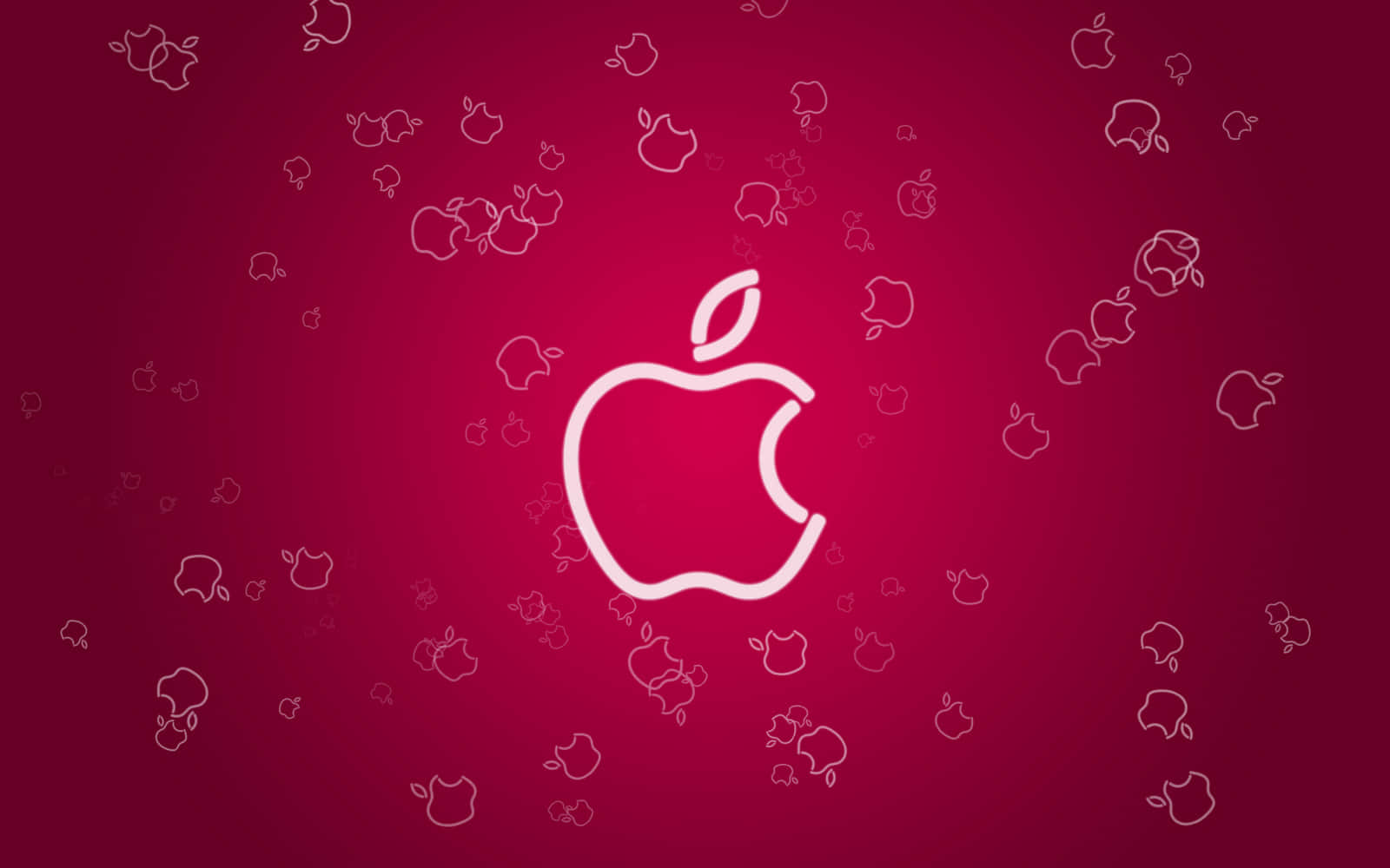 白色Apple標誌在洋紅色背景上帶有漂浮的輪廓。
