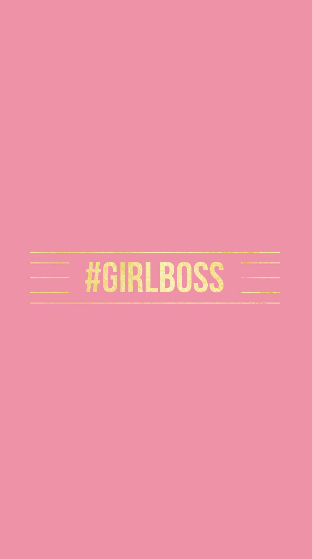 粉色背景，金色 girlboss hashtag 居中於水平線之間。