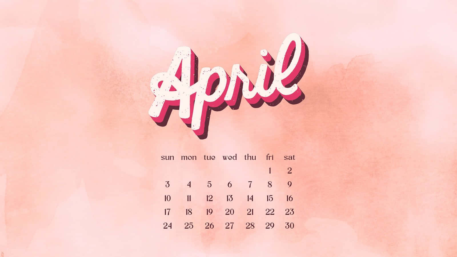粉紅色水彩日曆，印有「APRIL」字樣 壁紙