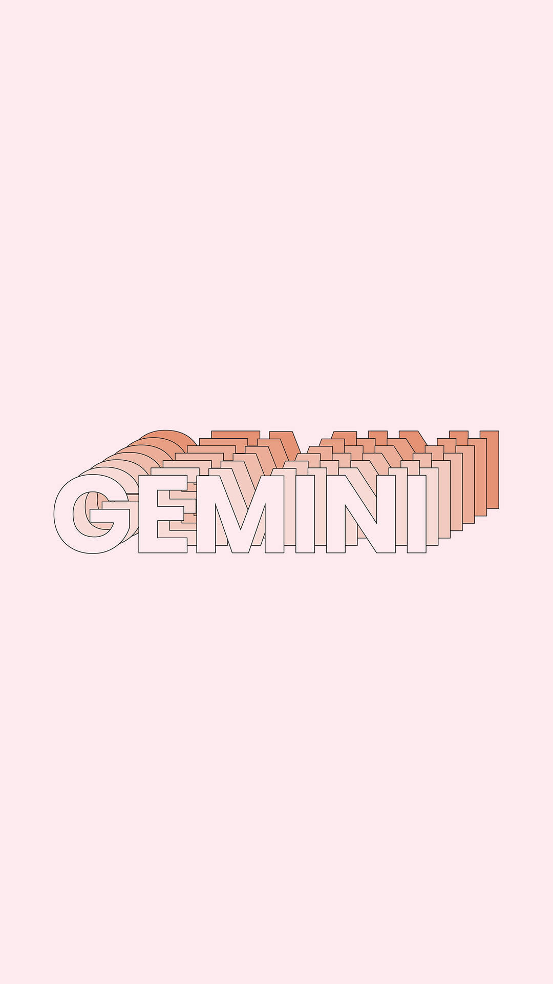 粉彩粉紅和蜜桃色調的極簡 Gemini 文字壁紙。