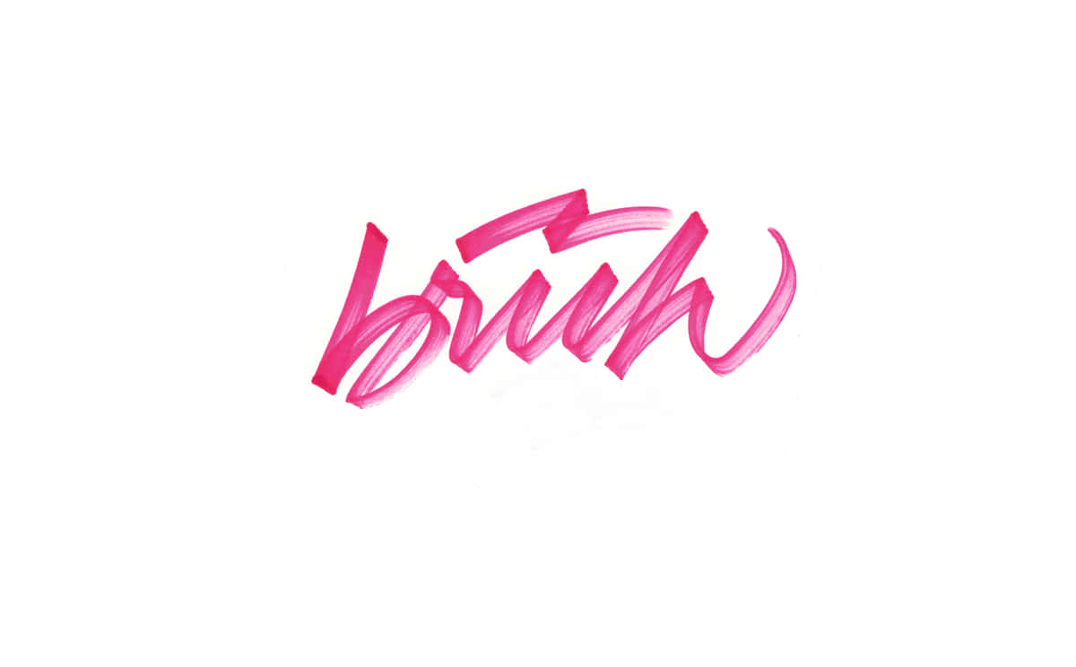 粉紅色刷筆字體在白色背景上拼寫 brush