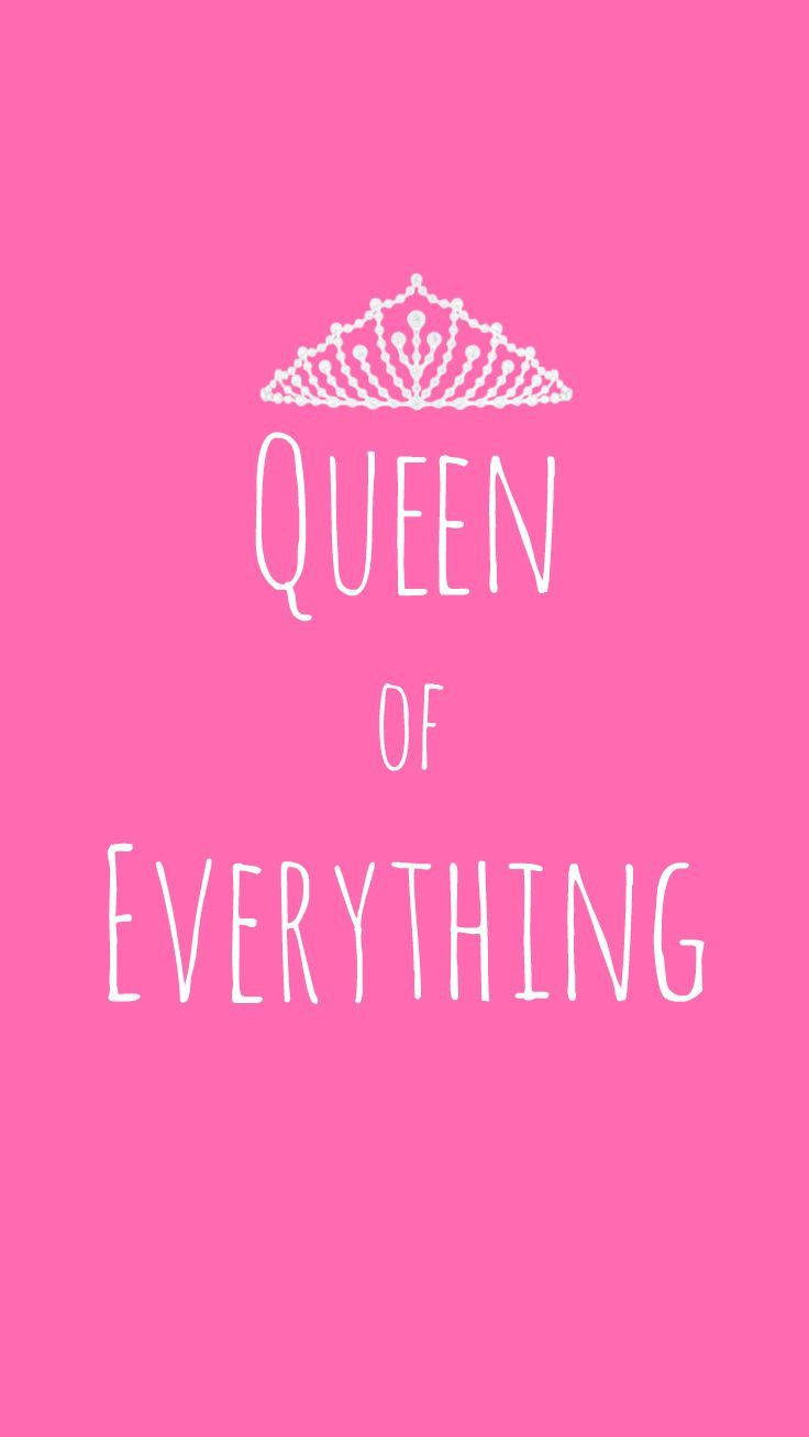粉紅色背景，白色文字寫著 Queen of Everything，上面有皇冠。