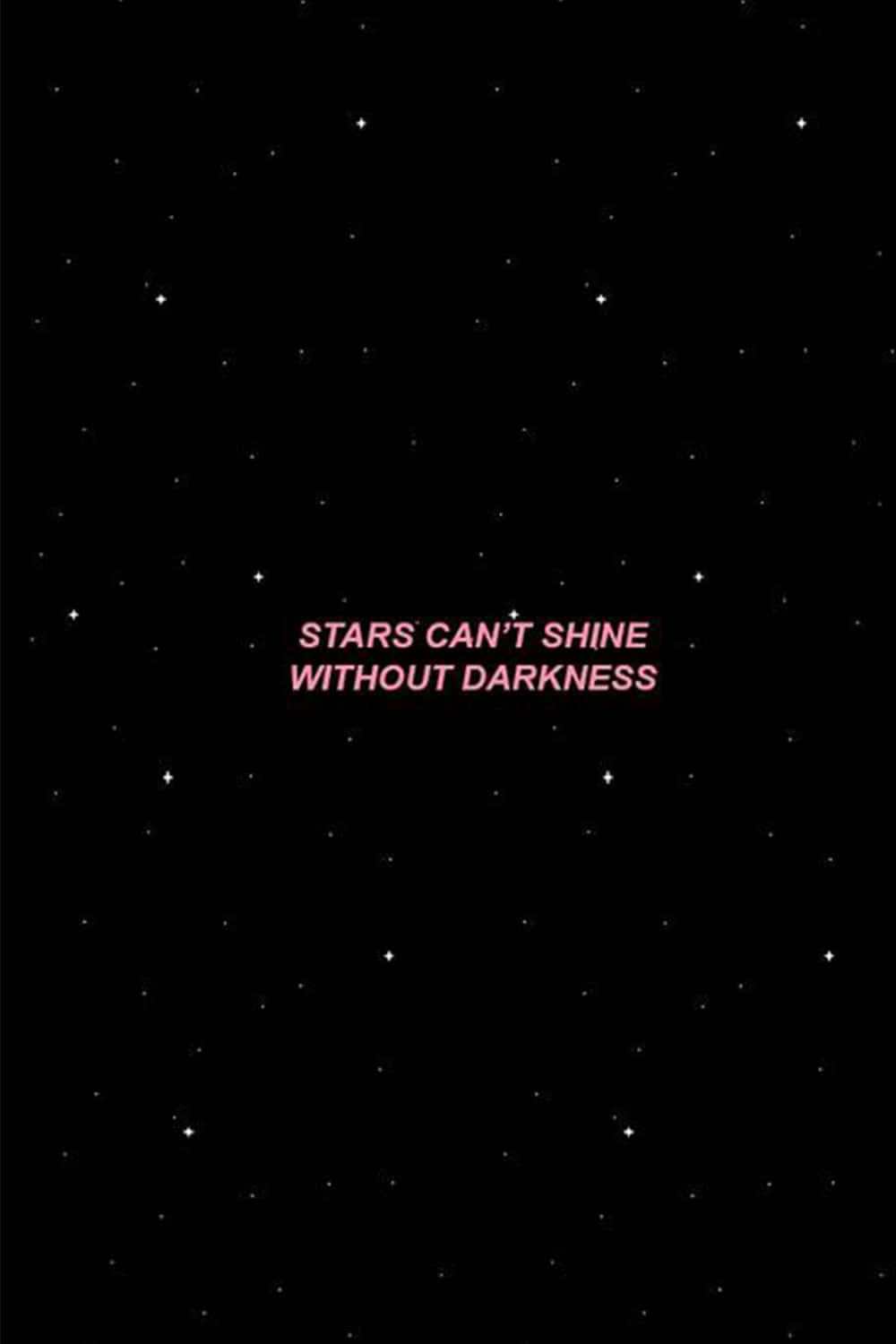 粉紅色文字星星不能沒有黑暗而閃耀在星空夜空背景上。