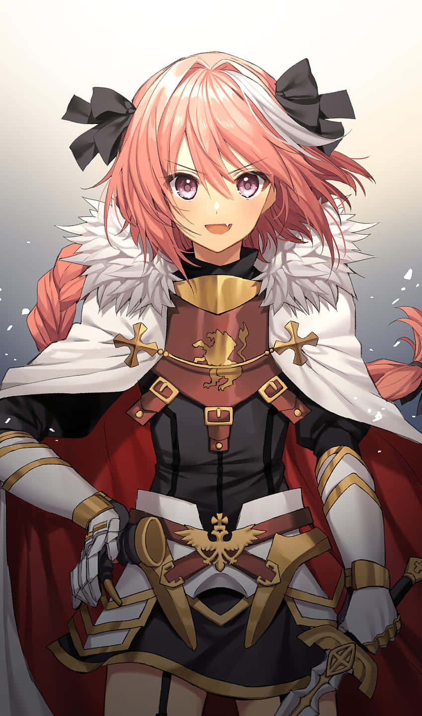 粉紅長髮少女手持劍刃 壁紙