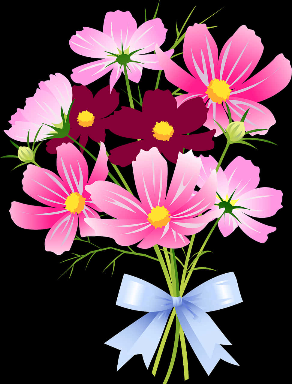 粉紅雛菊花束向量插圖 壁紙