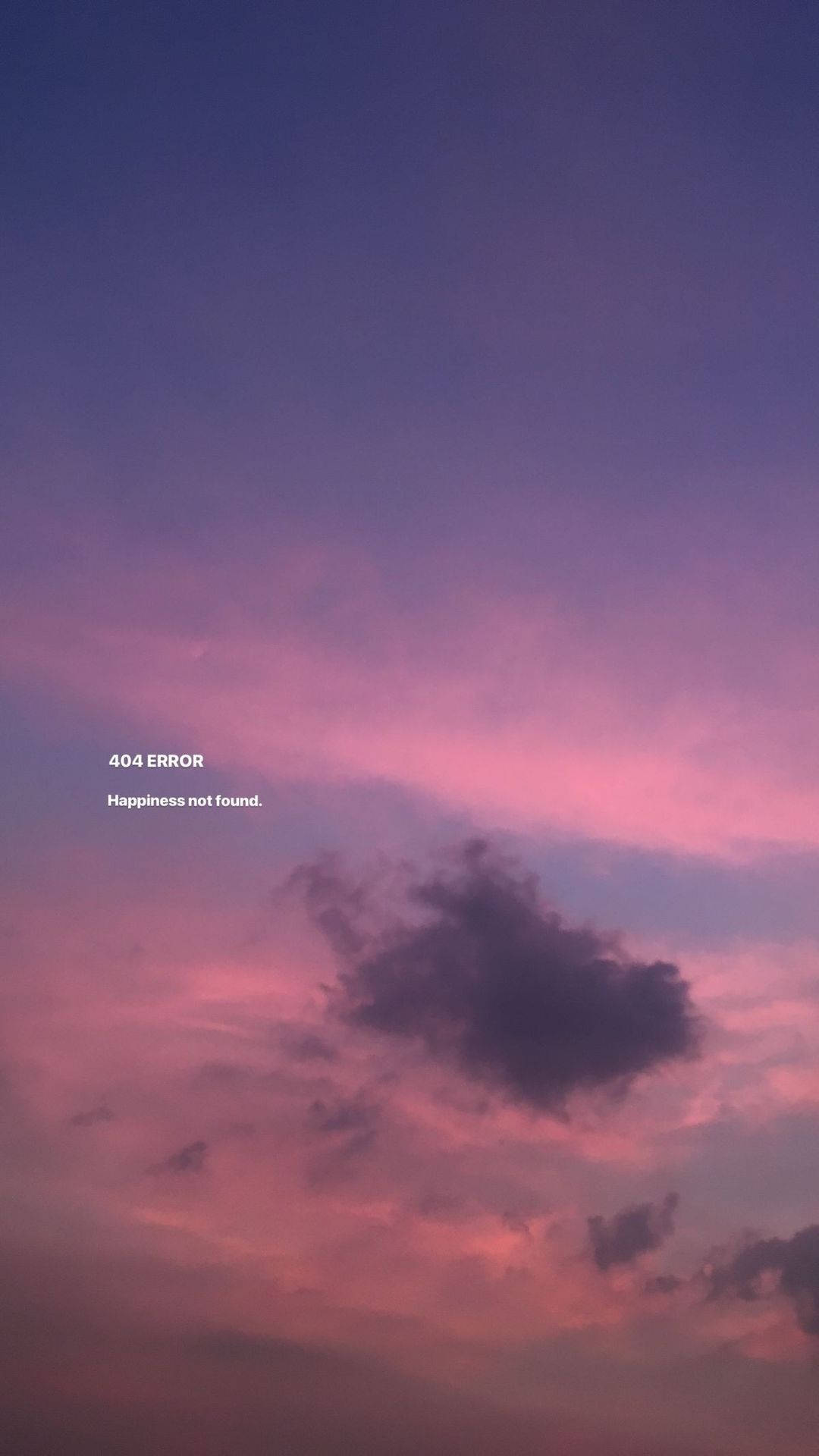 暮色天空有紫色粉紅色雲同文字 404 ERROR Happiness not found