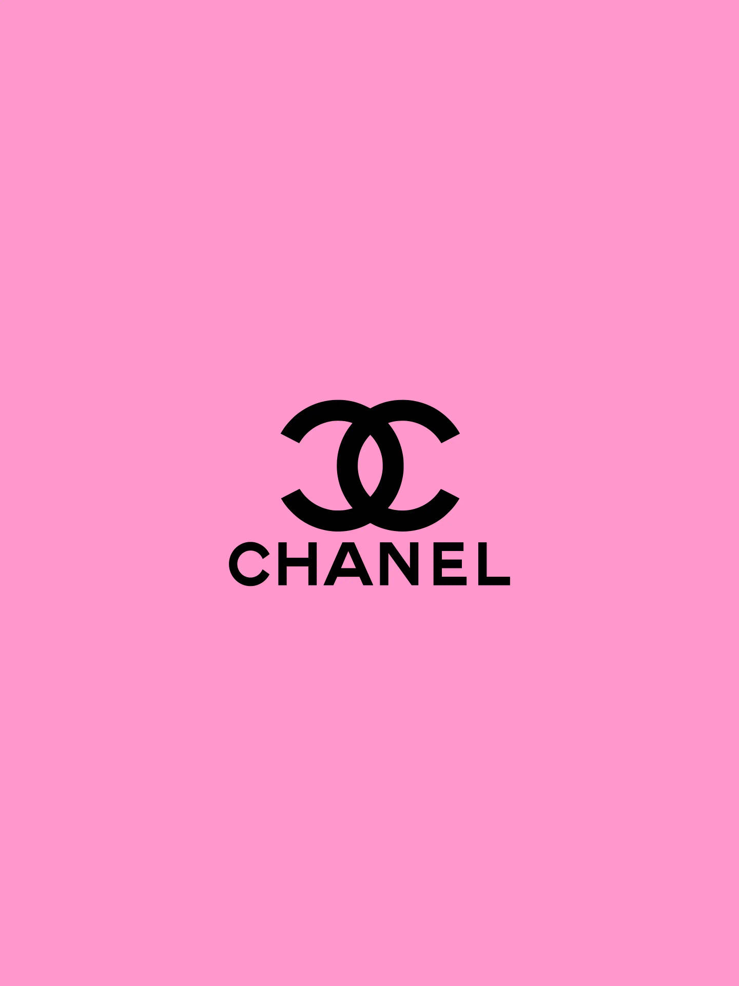 粉紅色背景上的黑色 Chanel 標誌