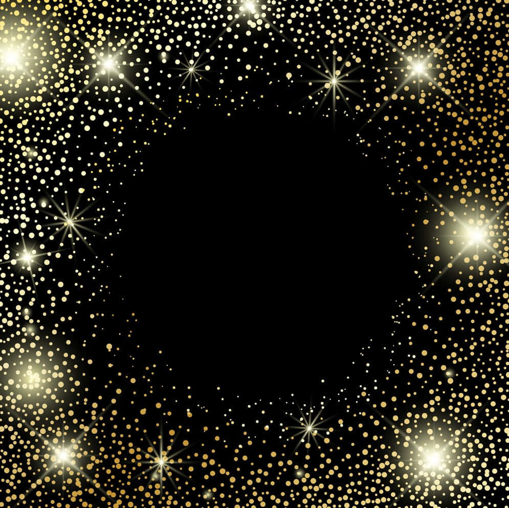 金色閃粉和星爆框架，背景為黑色