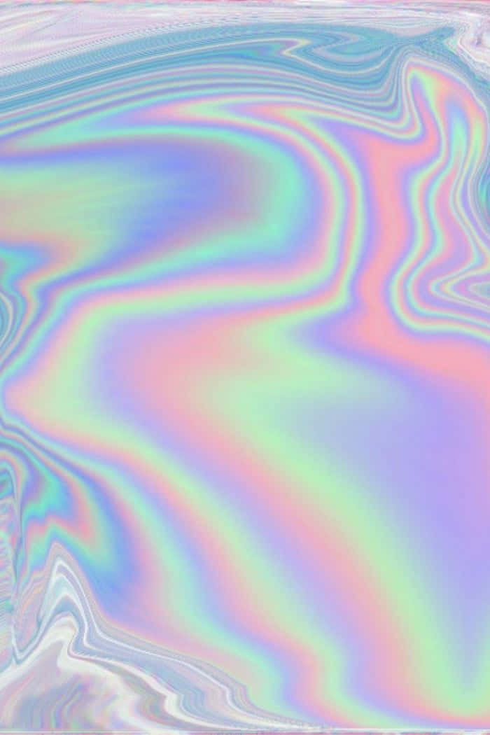 粉藍色全息圖壁紙 壁紙 — 迷人的彩虹色抽象圖案，帶有流動的柔和彩虹色調波浪在表面閃爍。