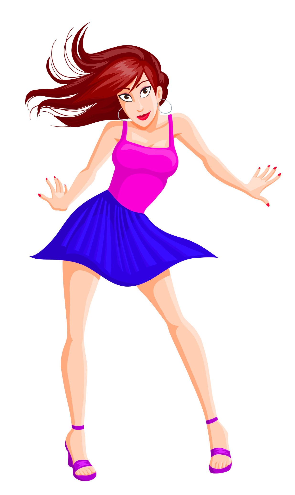粉藍色跳舞動畫女孩 壁紙