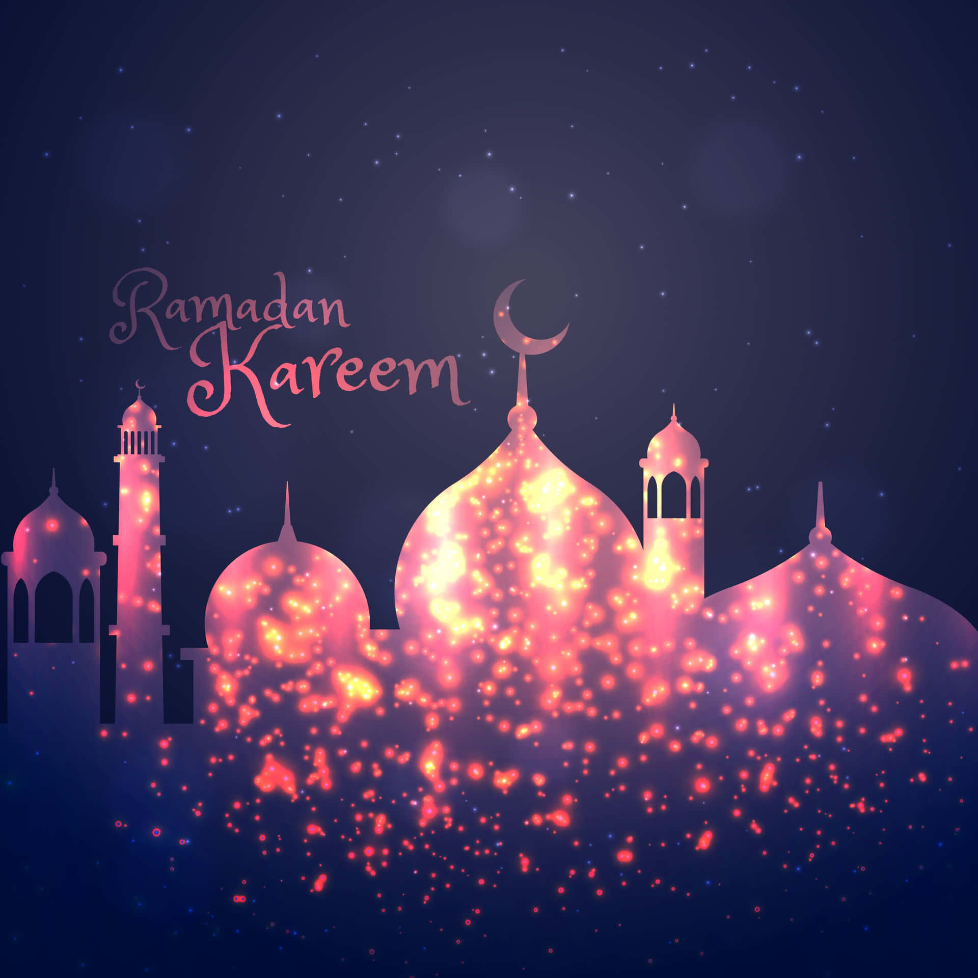 發光的清真寺在星空夜空下閃爍，用於 Ramadan Kareem