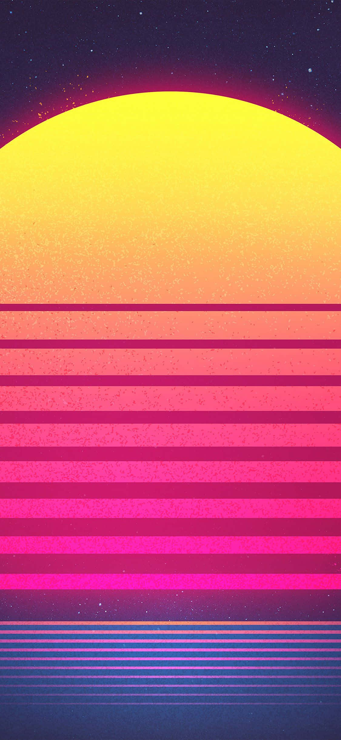 粉黃背景的復古夕陽 壁紙