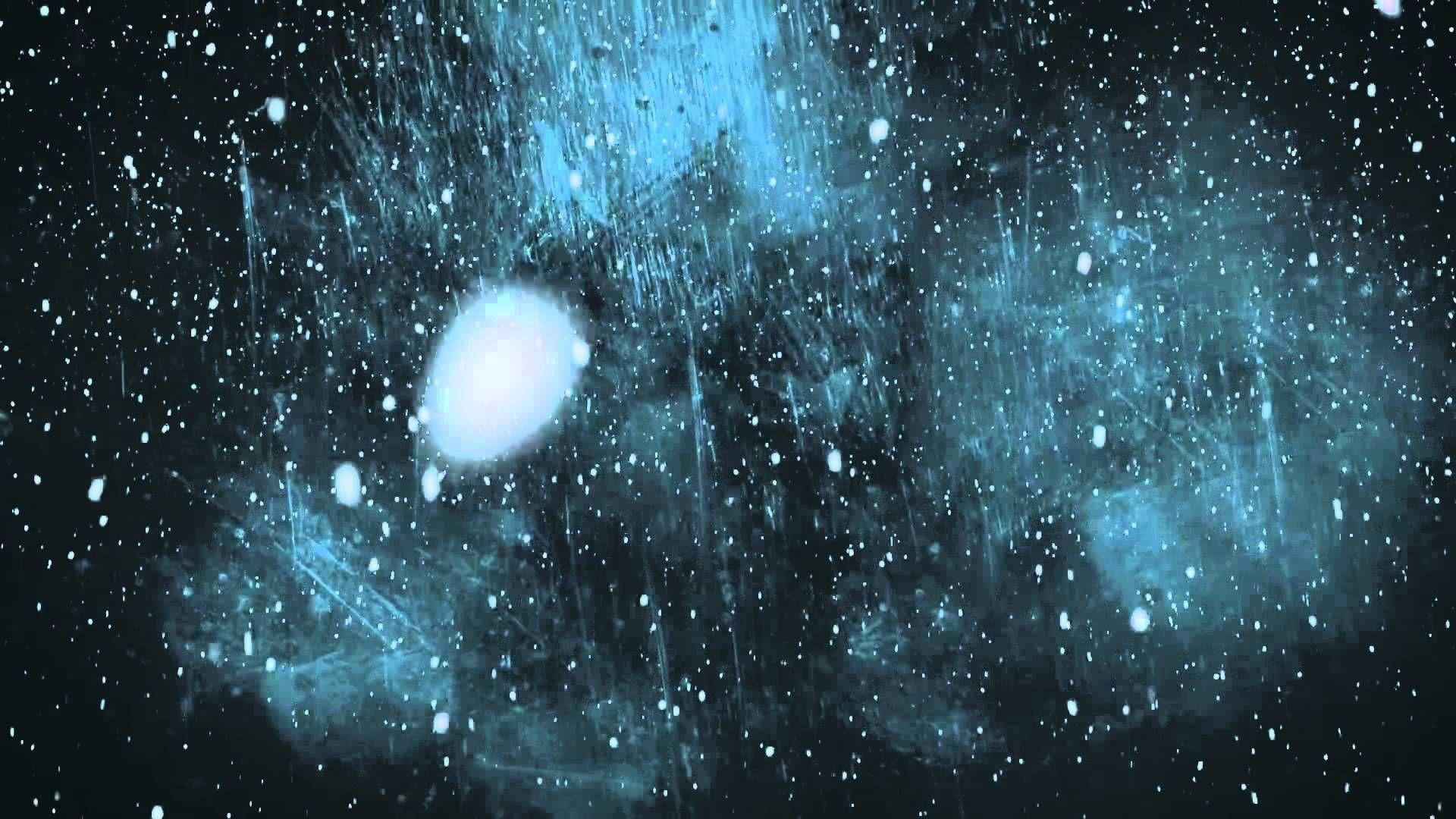 粗獷石紋圖形 壁紙 — 一個宇宙星雲，發光的藍色雲朵和散落的星星在黑暗虛空中。