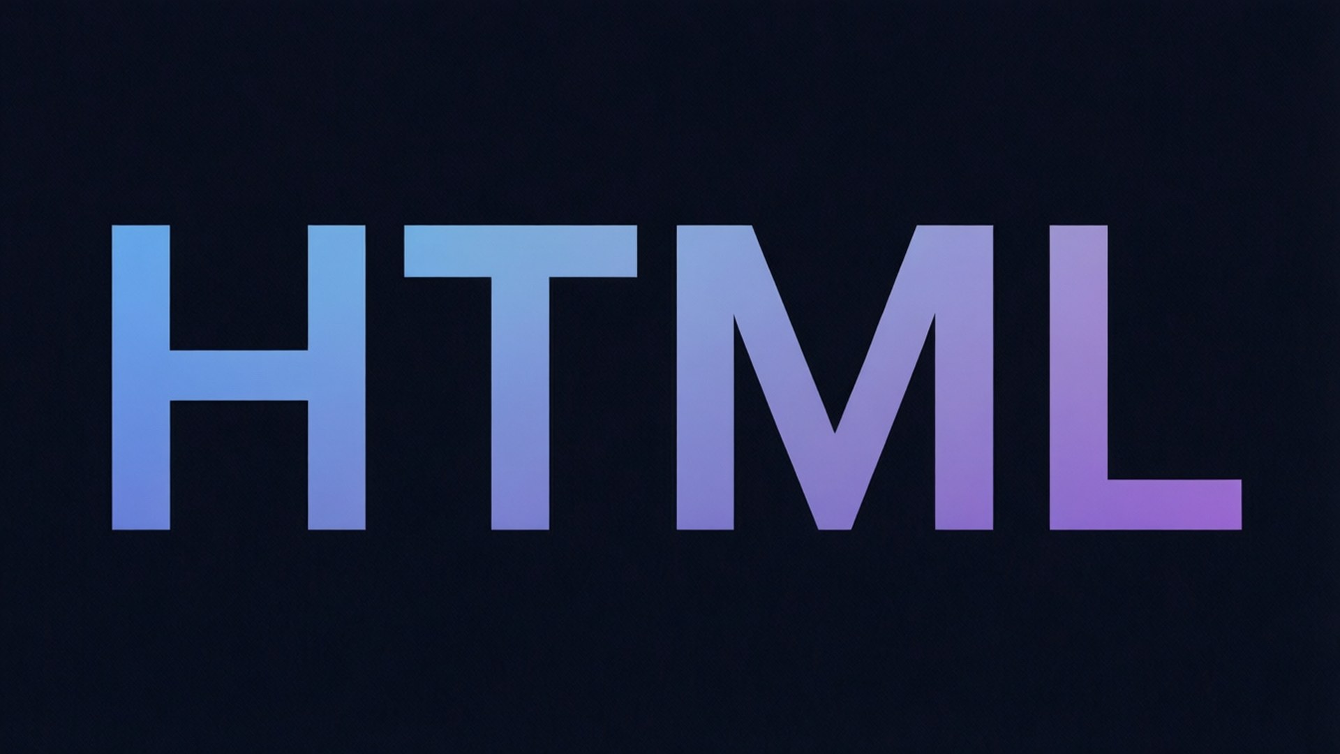 粗體 HTML 字型壁紙 壁紙 — 「HTML」一詞以粗體無襯線字體呈現，帶有藍色到紫色的漸變，背景為深色。