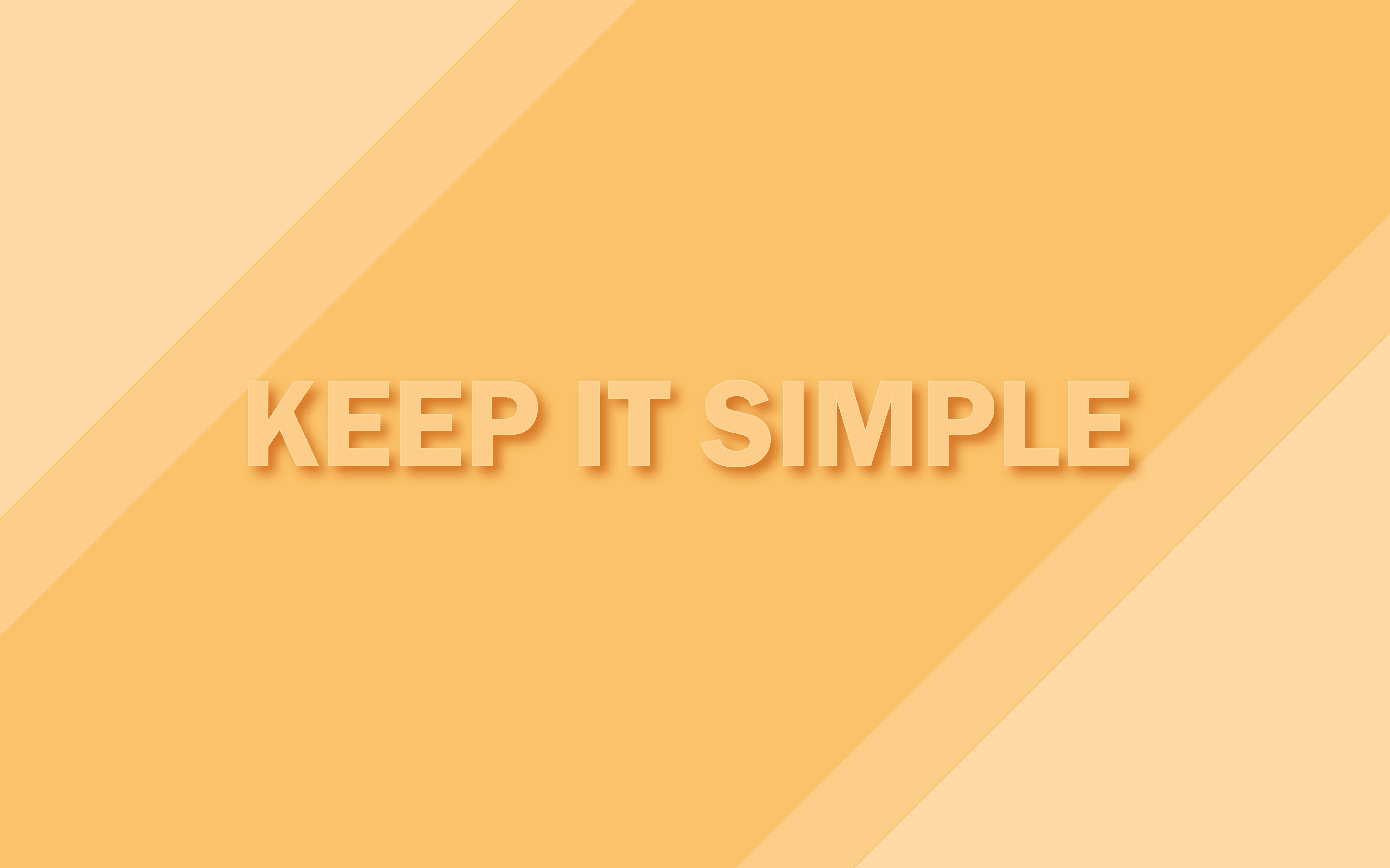 黃色 桌布 壁紙 — 粗體文字寫著 keep it simple，背景為暖色漸變及斜紋。
