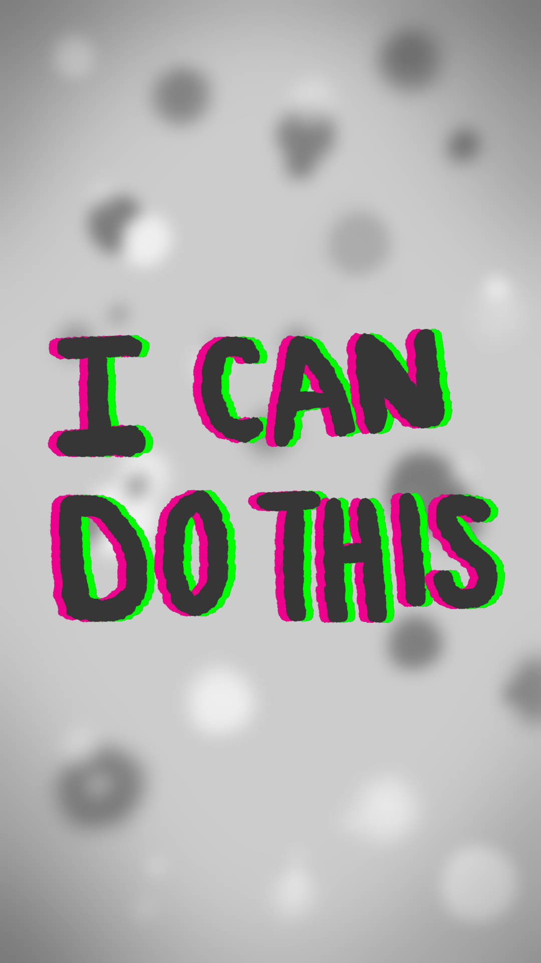 勵志文字 I CAN DO THIS，帶故障效果，背景模糊灰色。 — 肯定語句 壁紙