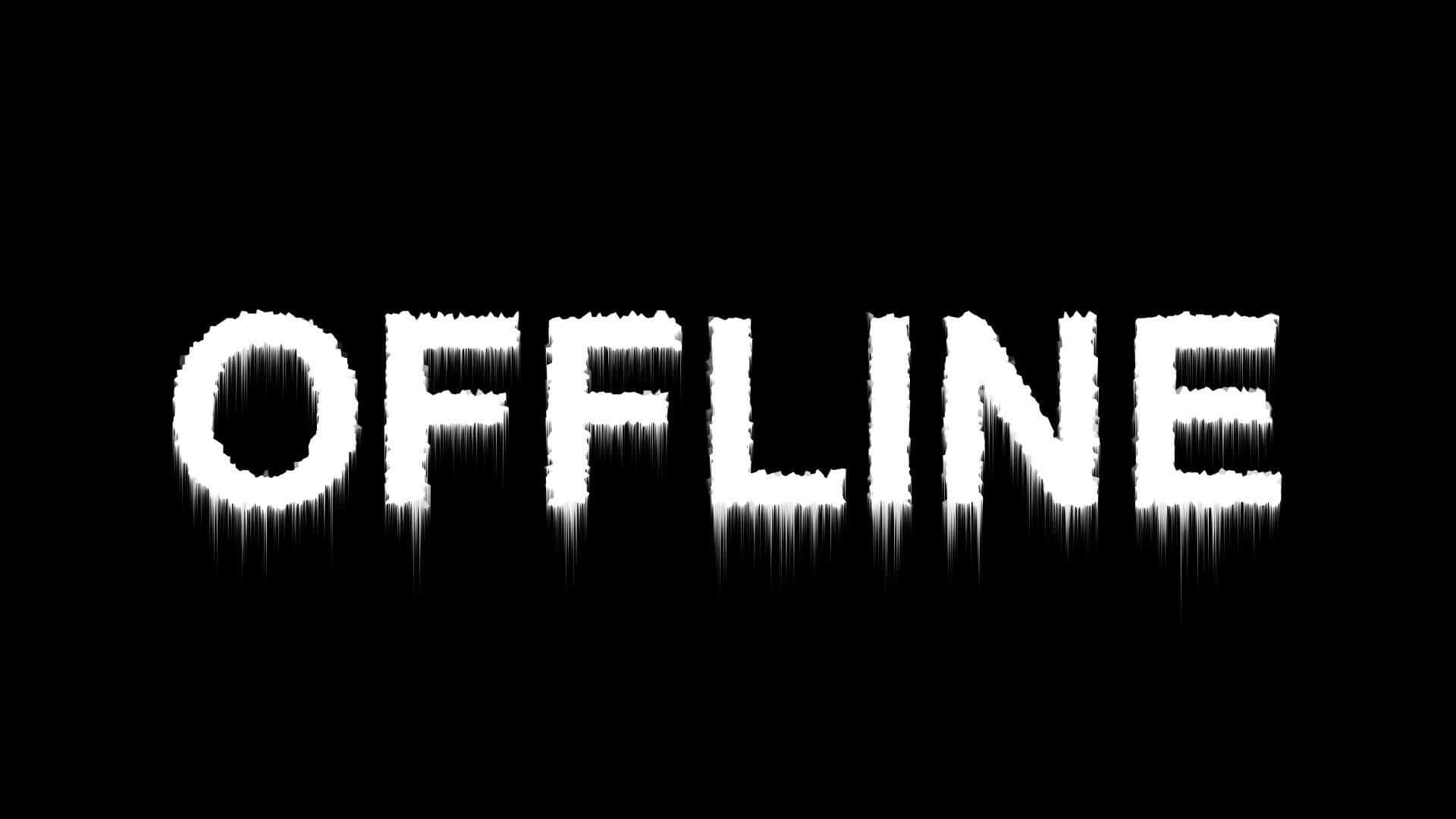 Simple Black 桌布 壁紙 — 粗體白色故障文字拼寫出 offline，在純黑色背景上脈動。