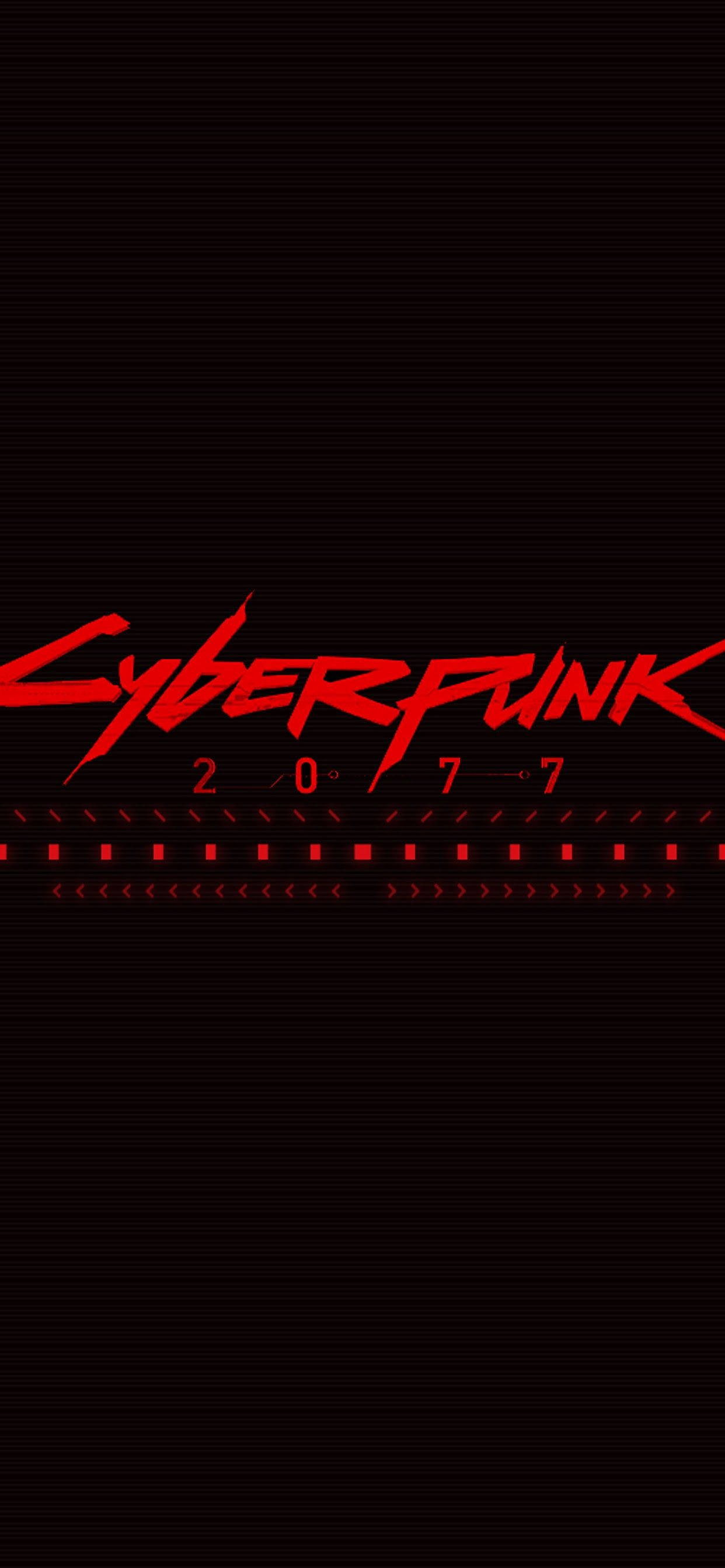 Logo 桌布 壁紙 — 粗體紅色 cyberpunk 文字在帶有水平掃描線和數碼菲林條裝飾的暗色屏幕上發光。