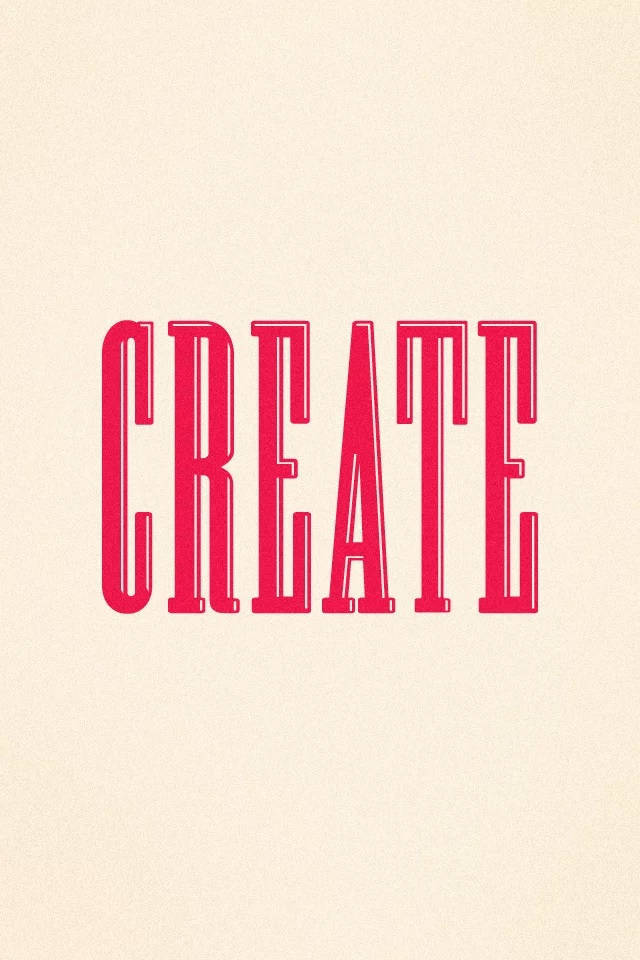 Beige Minimalist 桌布 壁紙 — 粗體紅色大寫單詞 CREATE 居中於有紋理的奶油色背景上。