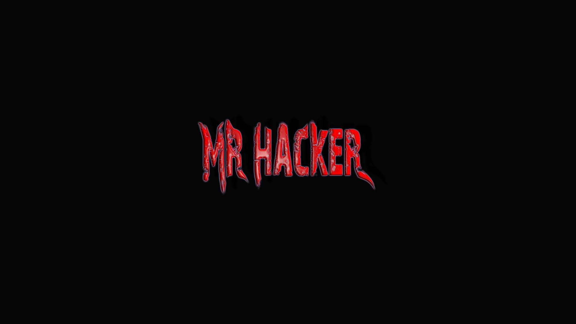 黑客 桌布 壁紙 — 粗體紅色滴落文字在純黑色背景上顯示 mr hacker。