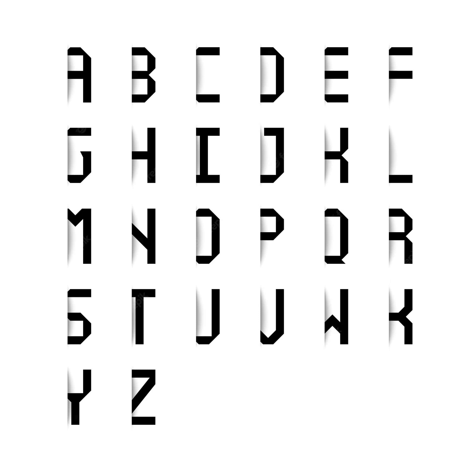 Black And White Letter 桌布 壁紙 — 粗體黑色大寫字母A至Z以網格排列，在純白背景上帶有細微陰影效果。