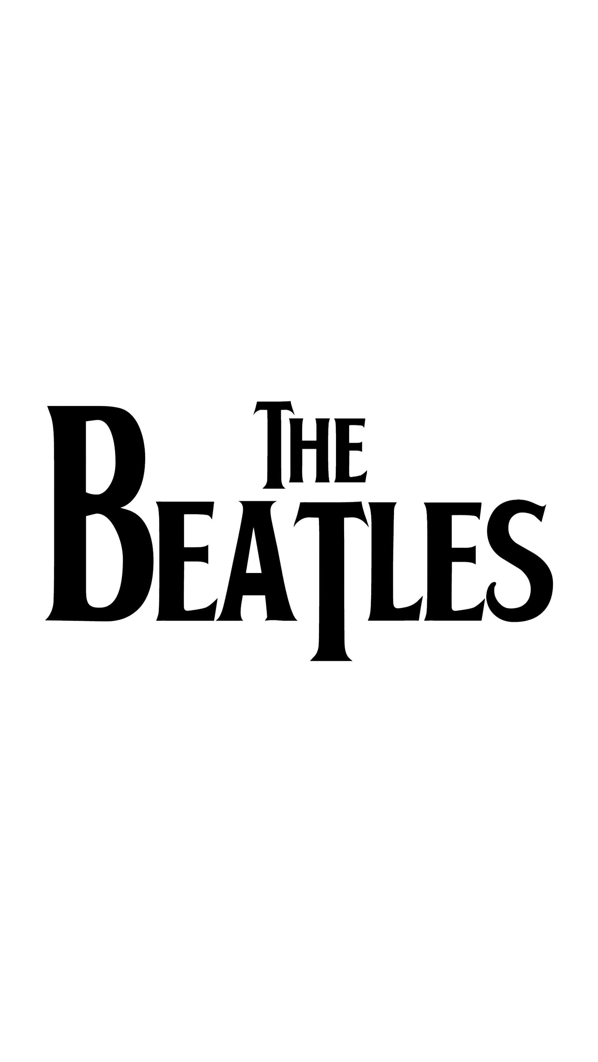 the beatles 桌布 壁紙 — 粗體黑色文字以標誌性字體拼寫「THE BEATLES」，居中於純白背景上。