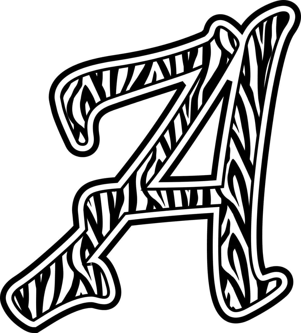 Black And White Letter 桌布 壁紙 — 粗黑輪廓內帶有斑馬條紋圖案的大膽黑白字母A。
