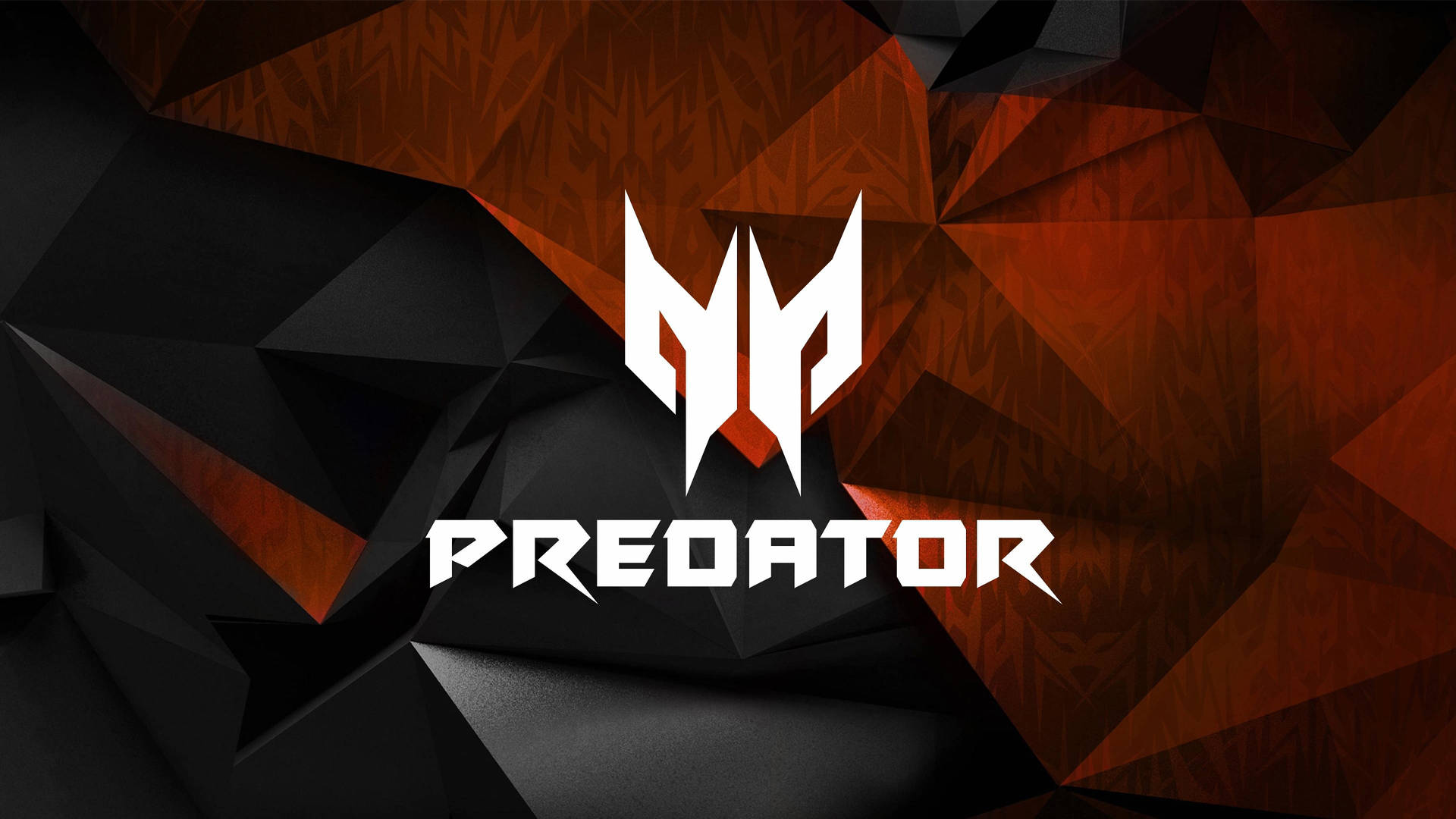 Predator遊戲標誌在黑色和橙色幾何背景上