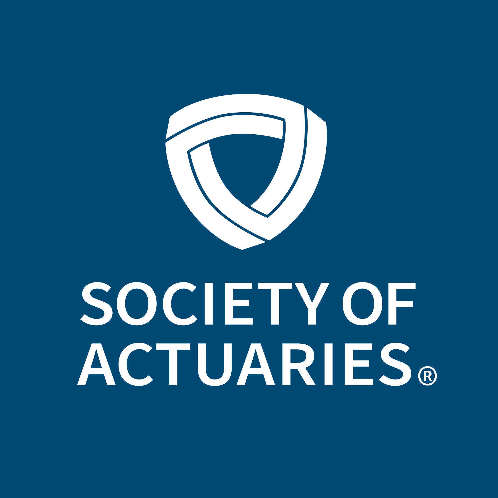 Society of Actuaries 標誌，帶有盾牌符號，背景為藍色。