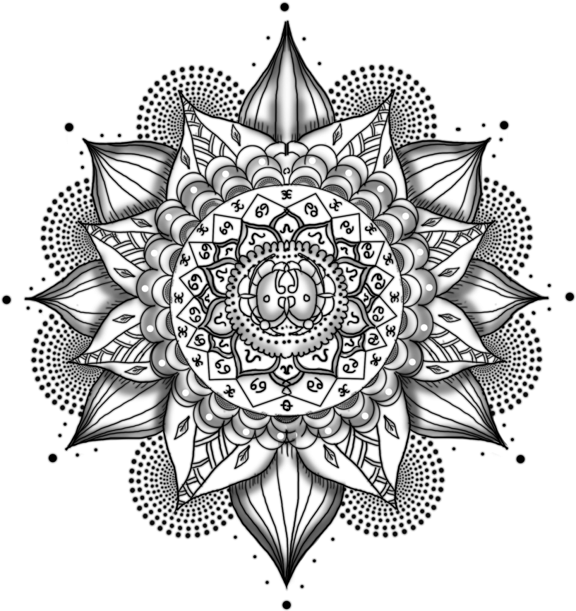精細黑色曼陀羅設計 壁紙