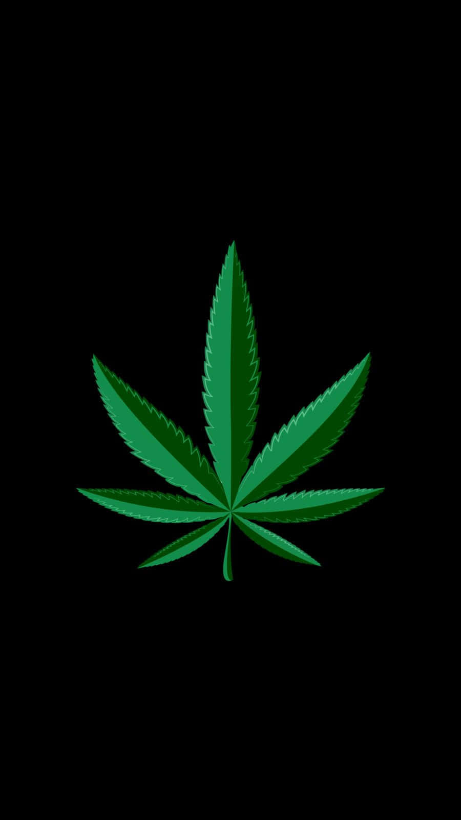 黑色背景上的綠色大麻葉。