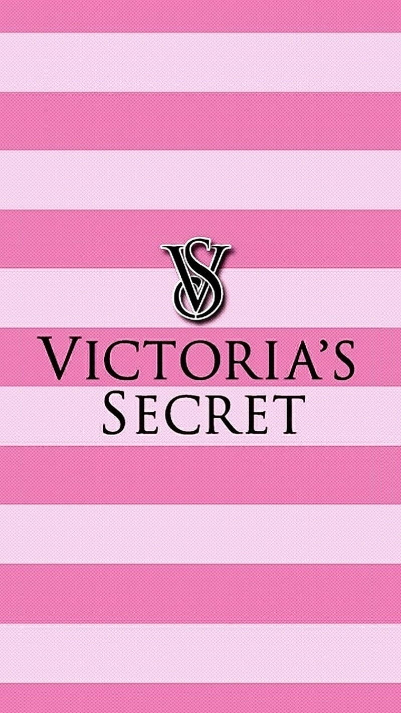 精緻維多利亞的秘密粉紅條紋系列 壁紙 — Victoria's Secret 標誌居中於交替的粉紅色和淺粉紅色水平條紋上，帶有微妙的布料質感。