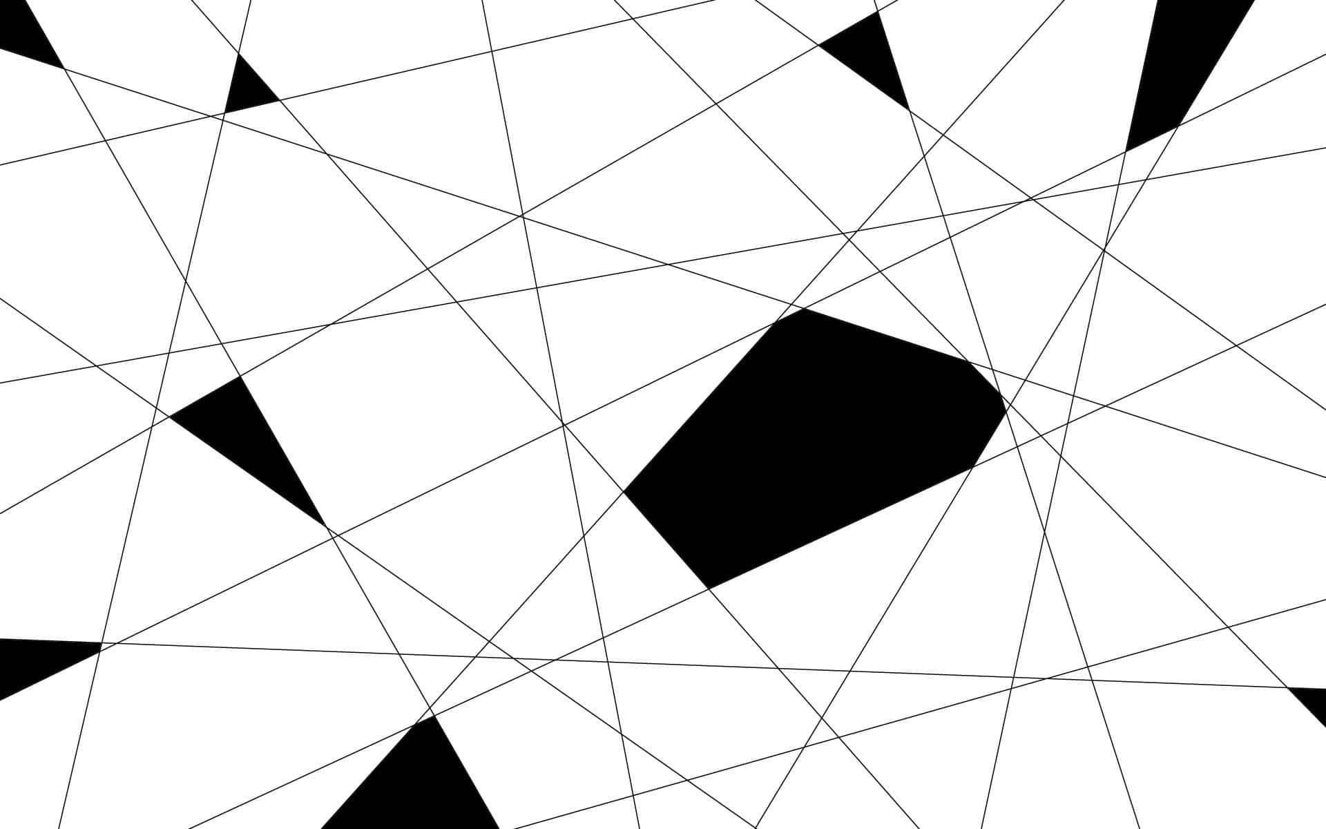 精緻黑白幾何圖案 壁紙 — 一個由交叉線條和幾何形狀組成的鮮明黑白抽象圖案，營造出動態的視覺節奏。
