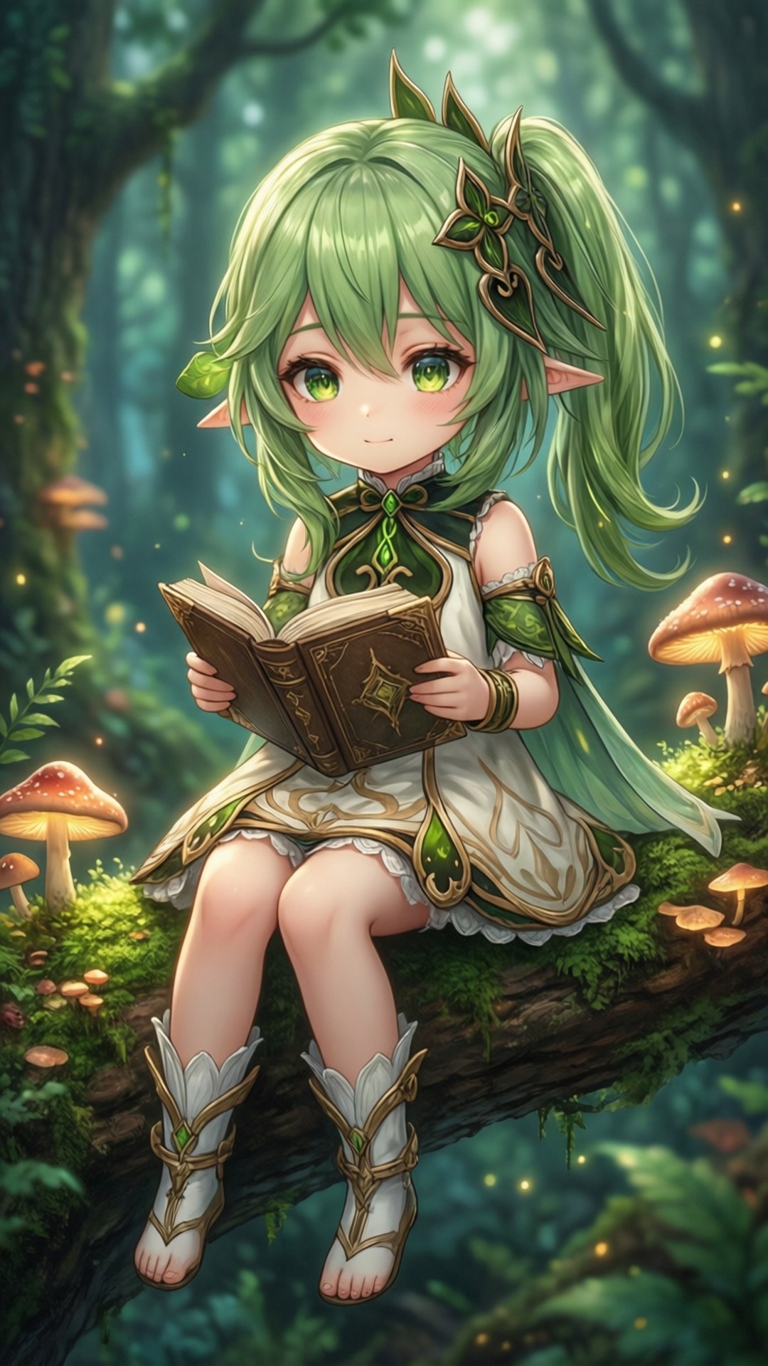 精靈女孩森林閱讀 壁紙