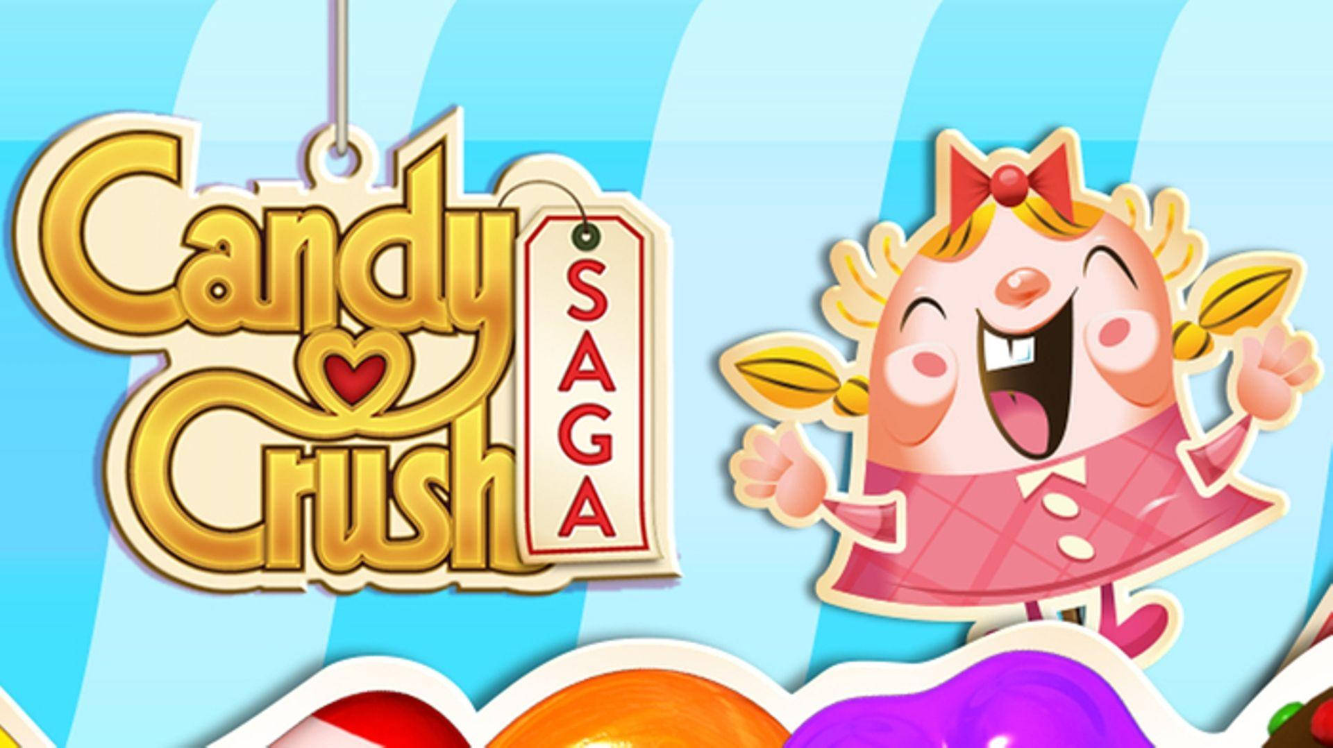 Candy Crush Saga 標誌，有一個微笑的卡通女孩穿著粉紅色連衣裙。