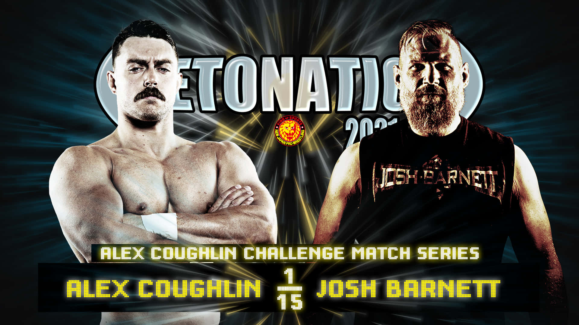 兩位摔角手 Alex Coughlin 和 Josh Barnett 為挑戰賽海報擺姿勢。