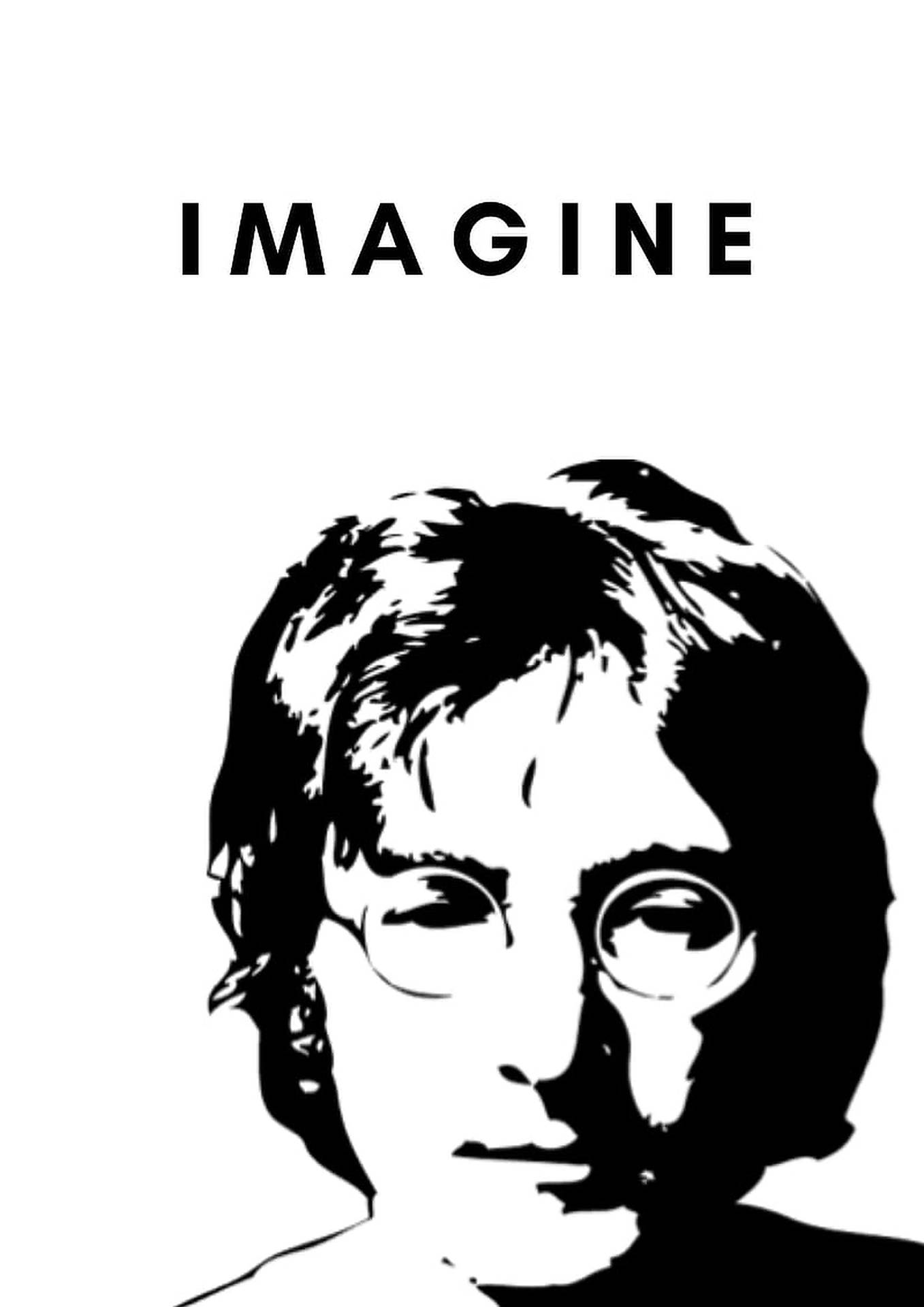 約翰·連儂的黑白圖案肖像，頭頂上方有「IMAGINE」字樣。 — 約翰·連儂 GIF 壁紙