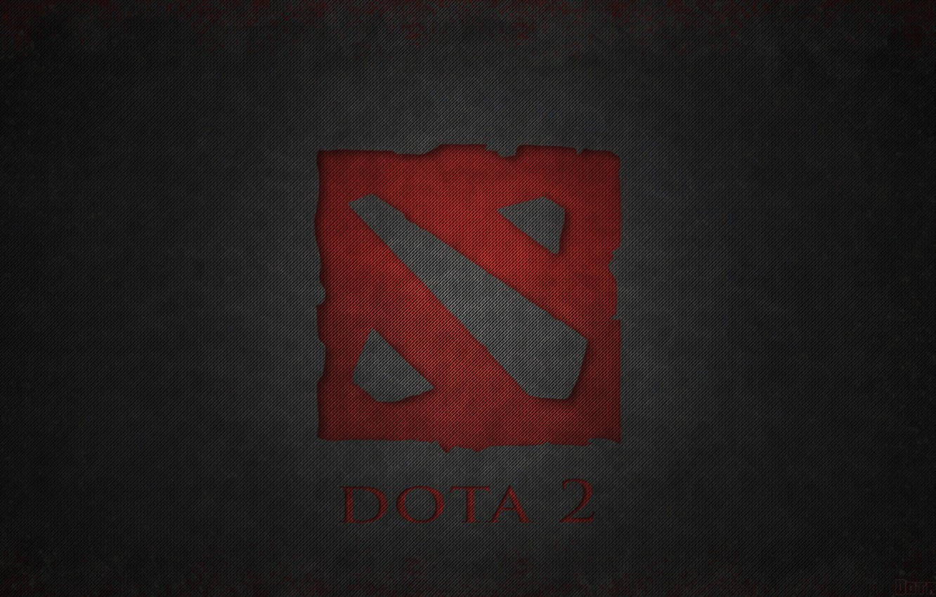 Dota 2 標誌在帶有紅色飛濺效果的深色紋理背景上