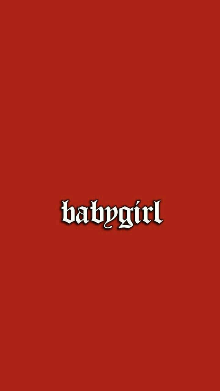 紅色背景上帶有白色哥德式文字 babygirl