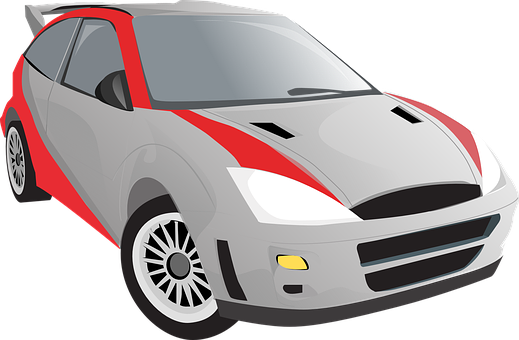 紅白賽車插畫 壁紙