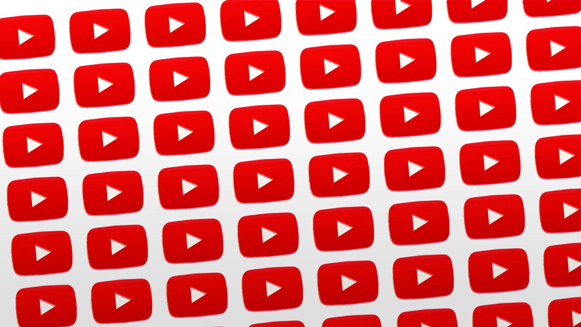 紅色 YouTube 播放按鈕以重複網格圖案排列。
