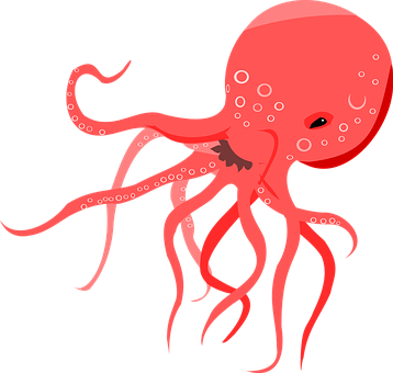 紅色章魚藝術插畫