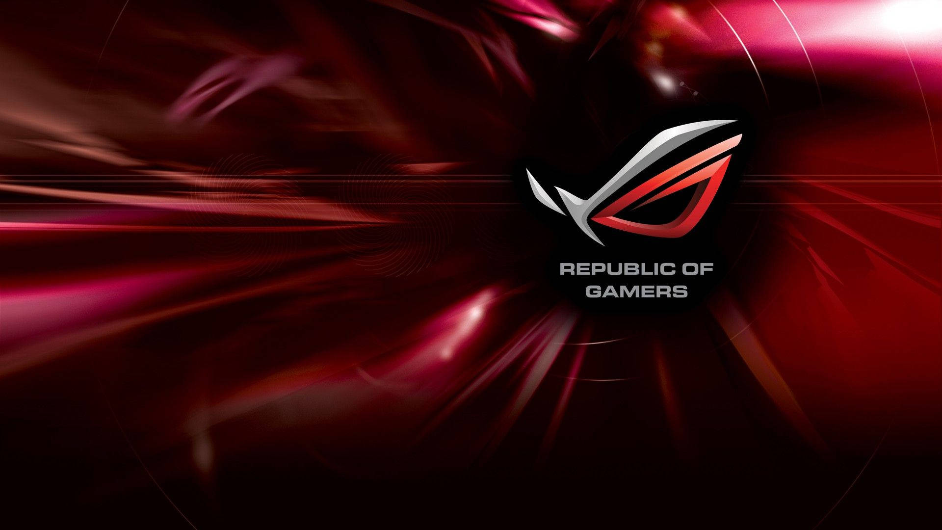 Republic of Gamers 標誌在深色背景上帶有發光的紅色條紋