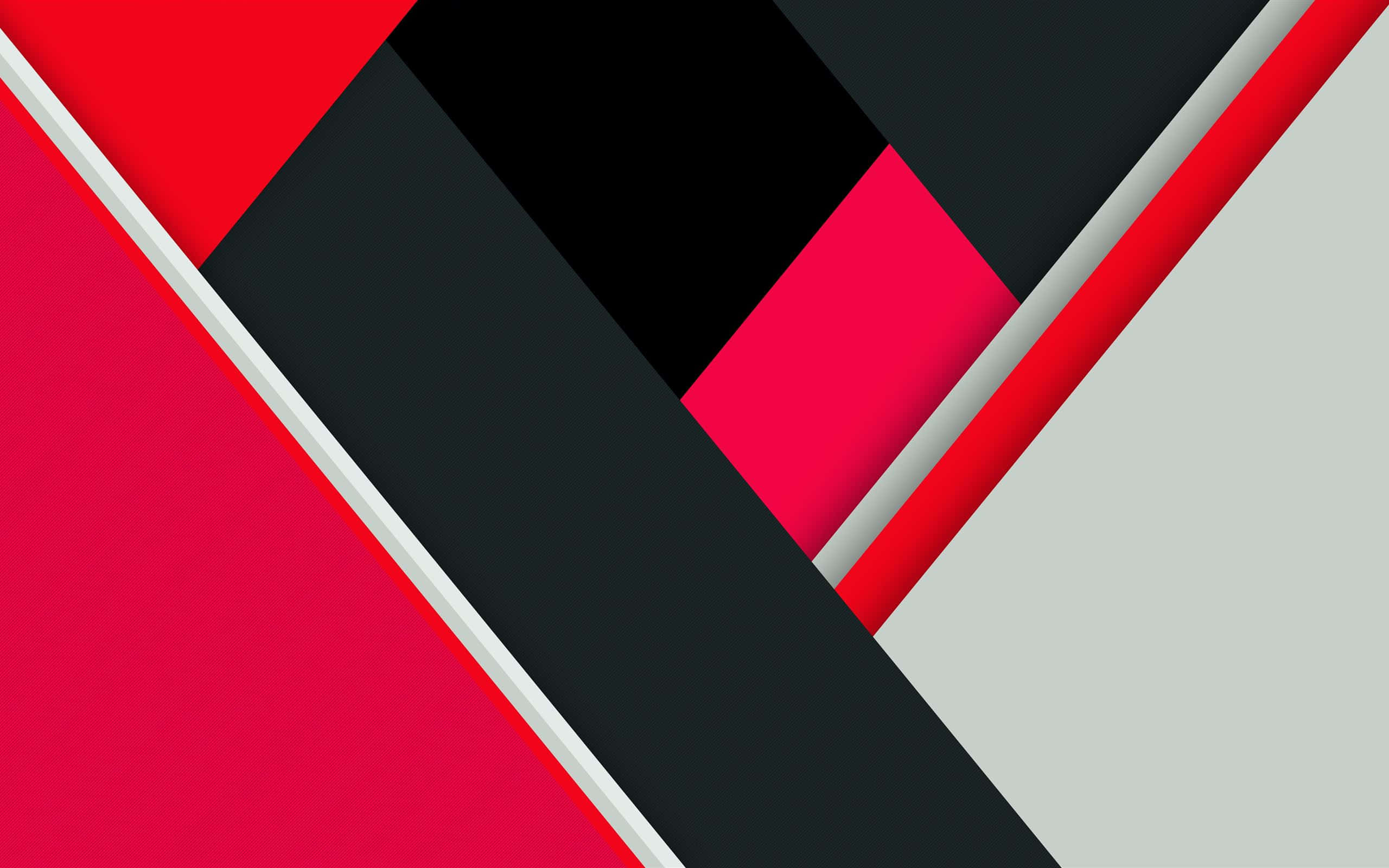 Minimalist Colorful 桌布 壁紙 — 紅色、黑色和灰色的鮮豔幾何形狀，以銳利的對角線創造出大膽的現代抽象構圖。