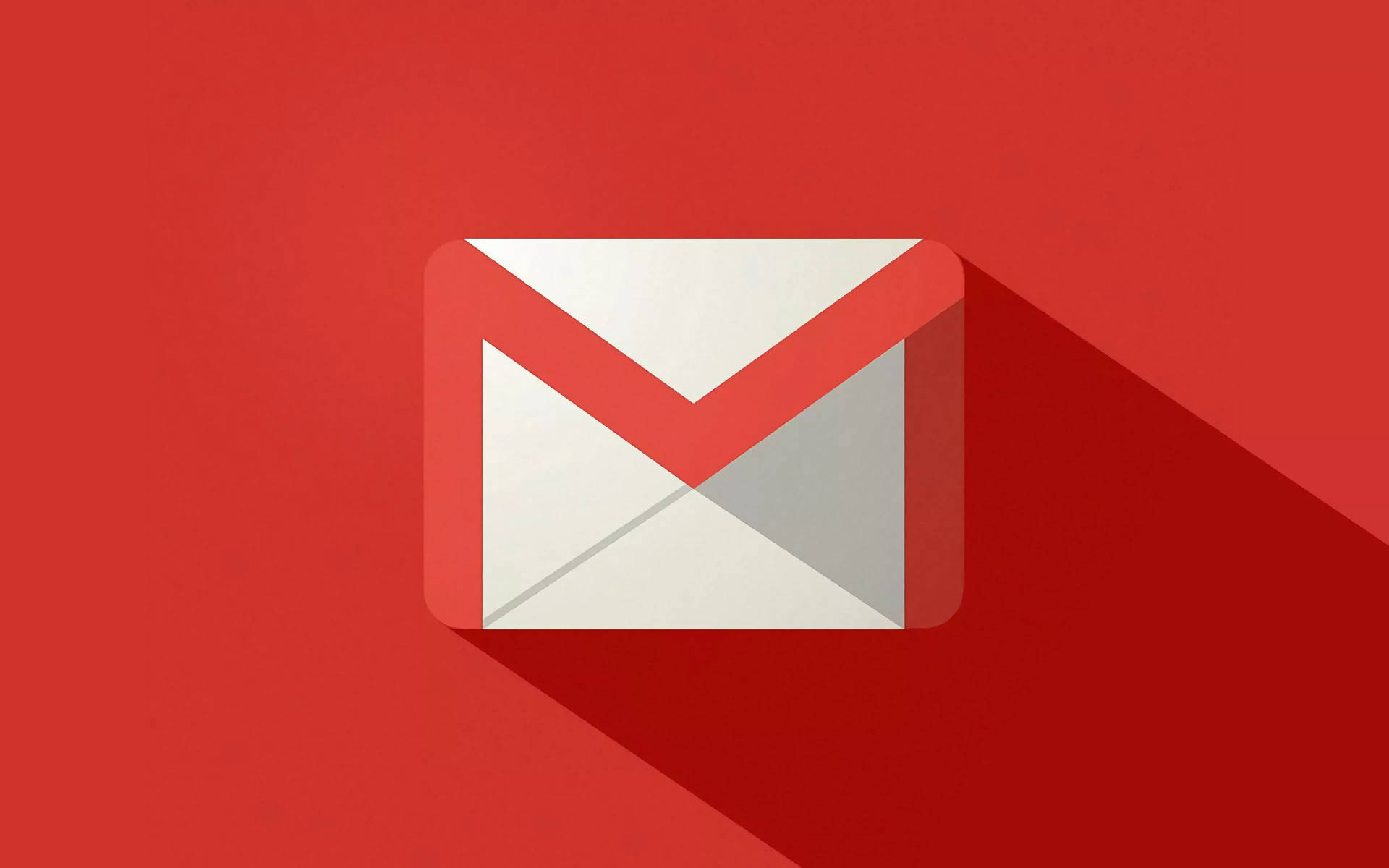 帶有紅色背景和長陰影的Gmail標誌圖示