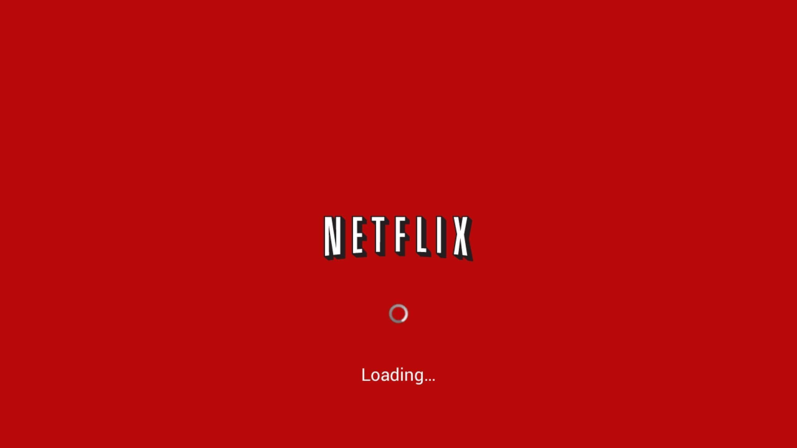 紅色背景配白色標誌的Netflix載入畫面